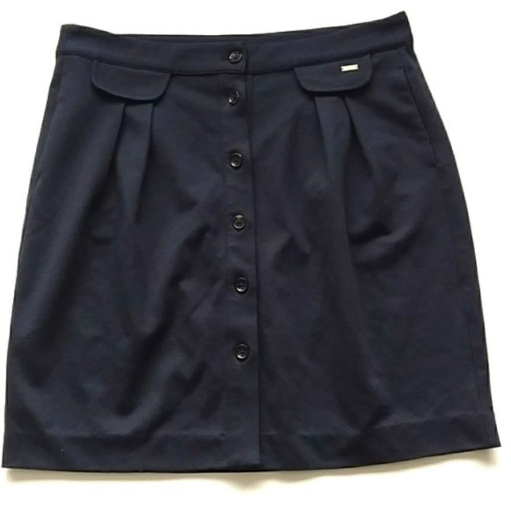 ‎Navy Tommy Hilfiger Button Front Skirt - M